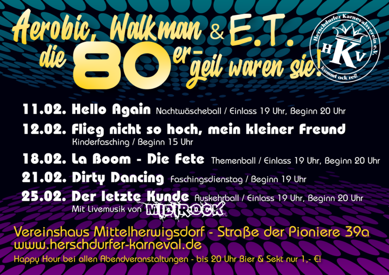Programmplakat des Herschdurfer Karnevalsverein e.V. Mittelherwigsdorf